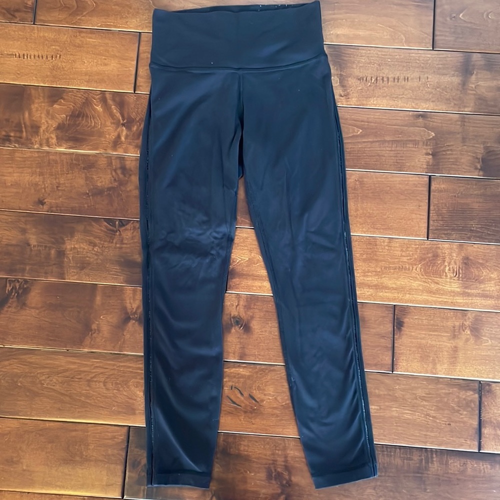 Lulu black ankle leggings with side detail